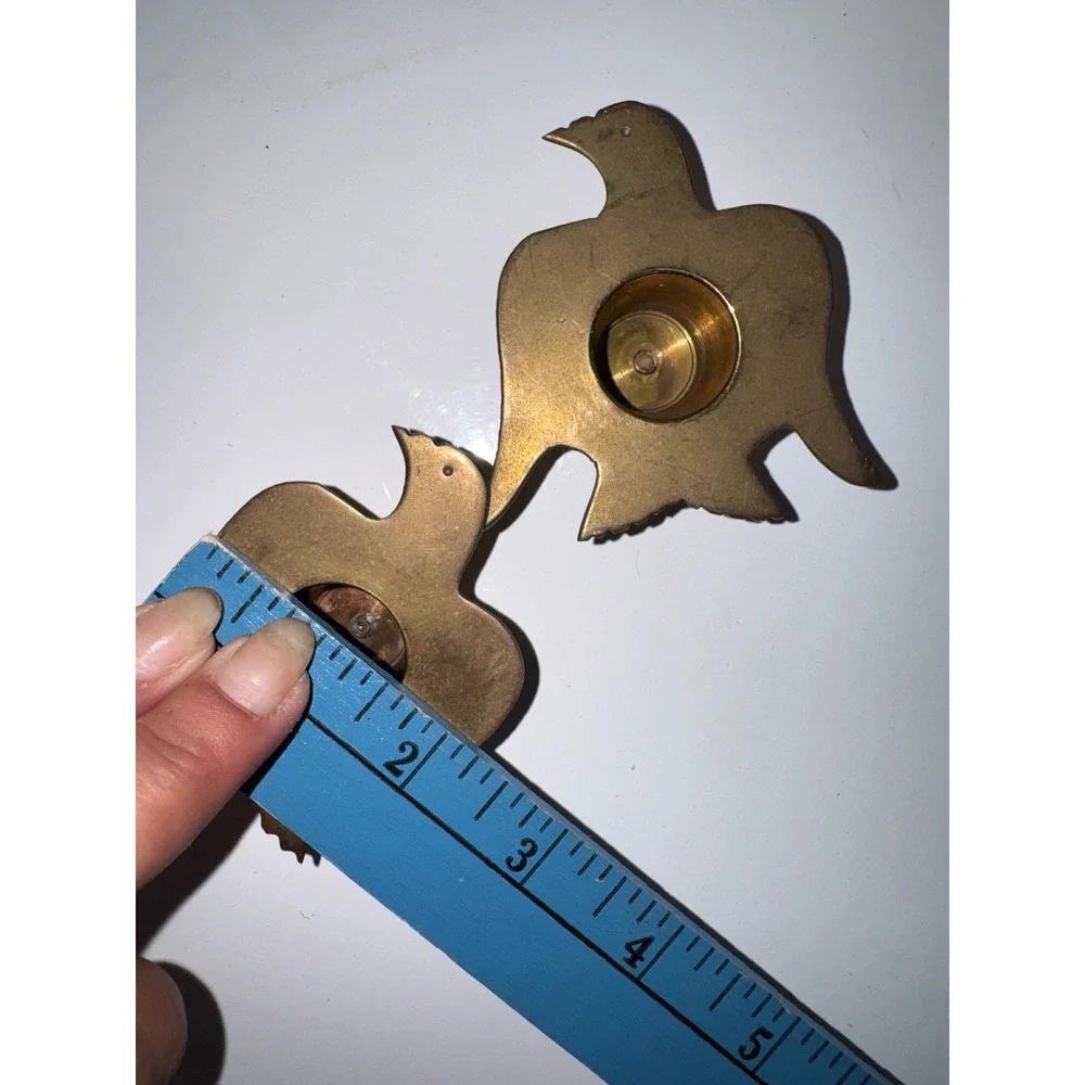 Vintage Solid Brass Bird Eagle Taper Candle Holders Set of 2 Mid Century Modern